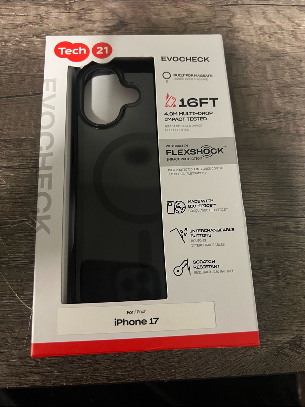 tech21 EvoCheck Black MagSafe iPhone 17 Case New open Box